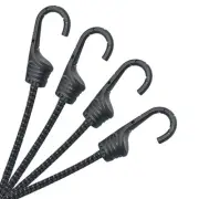 18-Inch Bungee Cords with Hooks Black Elastic Rope Straps for Camping, Bike, ...