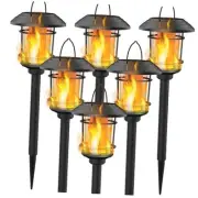 6 Pack Solar Flame Torch Lights Outdoor, Dual Use Flickering Flame Warm White