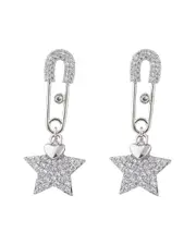 Eye Candy LA Luxe Collection CZ Safety Pin Star Dangle Earrings