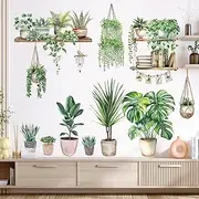 DECOWALL SG2-2411 Green Pot Plants Leaves Wall Stickers Bedroom Living décor Art Plants Removable murals Peel Stick Green Nursery Home DIY Leaves Kids Leaf Potted Vinyl Classroom Decoration Garden