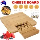 Bamboo Cutting Board & Knife Set Charcuterie Platter With Slide out Drawer Gift
