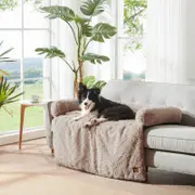 Charlie's VIP Lush Faux Fur Bolster Sofa Protector Calming Dog Bed Natural XX-Large