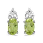 10k White Gold Oval Peridot Earrings