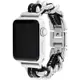 COACH Apple Watch 錶帶 38/41mm 適用 鍊帶結合皮錶帶 母親節禮物 送禮推薦- 銀x黑(不含手錶)