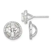 Sterling Silver Rhodium-Plated Polished 6mm Cz Stud W/ Jackets Earrings