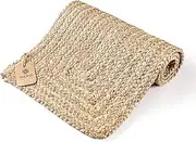 UniQloth Farmhouse Jute Burlap Braided Table Runner 36 Inches Long, 13x36 Natural, 100% Jute Hand Crafted Rustic Vintage Dining Table Runner