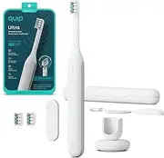 Quip Ultra Next Generation Smart Toothbrush - Timed Electric Toothbrush with Case - Replaceable Brush Head, Soft Bristles, Silicone Handle, 30-Day Battery Life - Travel Toothbrush - Stone