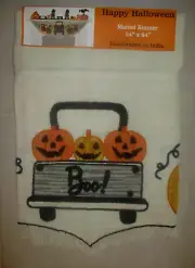 Happy Halloween JOL BOO Pumpkin Jute Burlap Fireplace Mantel Runner 24"x84" NEW