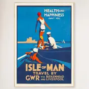 Galrie Vintage Isle of Man Travel Poster: Birkenhead & Liverpool Journey Art Design, Wood Frame, A1 60 x 84cm (23 x 33inch)