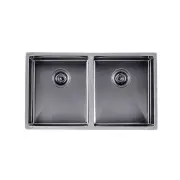 Stainless Steel Kitchen Sink - 770mm Double Bowl - Gunmetal Grey - Top/Under Mount