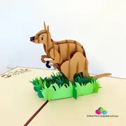 Brown Kangaroo 3D Pop Up Greeting Card