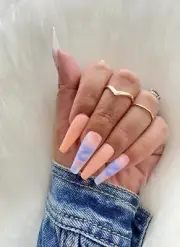 Feral Edge “Tie Dye” Press-on Glue-on Black Long Coffin Nails 24 pieces