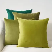 Gioia Casa 45cm*45cm Velvet Cushion Covers – Premium Soft Throw Pillow Covers with Hidden Zipper – Decorative Microfibre Cushion Covers for Sofa, Bed, Couch - Pack of 4 - Gradient Green