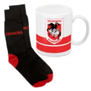 NRL ST GEORGE ILLAWARRA DRAGONS CERAMIC COFFEE MUG & SOCK GIFT PACK 330ML