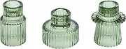 Vixdonos Taper Glass Candlestick Holders Tealight Candle Holders for Table Centerpieces, Wedding Decor and Dinner Party (3 Pcs, Green)