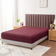 LINENOVA Premium Cotton Blend Deep Pocket Fitted Sheet - Queen, Burgundy