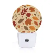 Maple Leaf LED Night Light Red Yellow Leaves Autumn Fall Nut Dusk to Dawn Rou...
