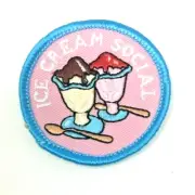 PATCH GSA Girl Scouts Ice Cream Social Sundae Chocolate Strawberry Pink Blue