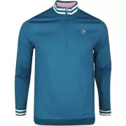 [L] ARNOLD PALMER x PUMA HANDSHAKE 1/4 Zip GOLF Pullover Sweater Jacket Blue