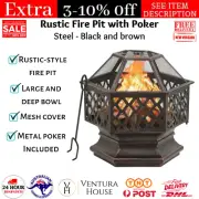 Large Outdoor Fire Pit Brazier Patio Heater BBQ Camping Fireplace Firepit Steel