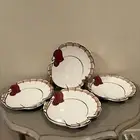 Lot of 4 Pottery Barn Appetizer Dessert Plates Turkey Gobble Thanksgiving