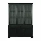 Hamptons Buffet and Hutch Glass Display Cabinet Bookcase Black