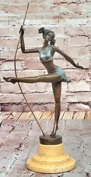 Decorative Bronze Dancing Woman Statue Antique Style Home Office Art Collectible
