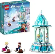 LEGO® Disney Princess Anna and Elsa’s Magical Merry-Go-Round 43218 Building Toy Set,Frozen Castle Inspired Playset with Princess Micro Dolls and Olaf Figure