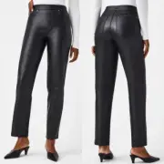 Nwt SPANX slim Straight pants in luxe black faux leather women’s size L
