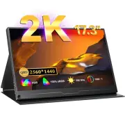 2K Portable Monitor 17.3" USB-C HDMI Gaming IPS Display Eye Care Screen