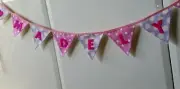 #PBpp PERSONALISED Customized NAME BUNTING Banner Garland Fabric handmade Pink
