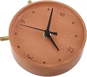CLISPEED Solid Wood Mechanical Clock Desktop Weather Clock Ornament Small Desk Decor Silent Sweep Quiet