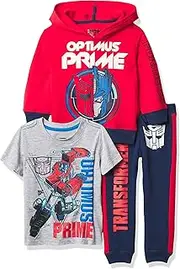 [Transformers] Graphic Hoodie, T-Shirt, & Jogger Sweatpant, 3-Piece Athleisure Outfit Bundle Set-Toddler Boys-Optimus