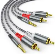 2-Pack RCA to 3.5mm AUX Cable, (6.6 Feet) 3.5 mm 1/8 2-PACK, Grey