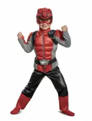 NEW 2T RED POWER RANGER BEAST MORPHER MUSCLE CHEST COSTUME & SOFT MASK