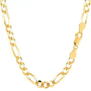 10k Yellow Gold Solid Figaro Chain Bracelet, 5.0mm
