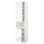 METOD high cab f micro w 2 doors/shelves, white/Voxtorp high-gloss/white, 60x60x240 cm