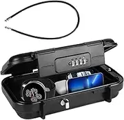 Portable Safe with Payment Code, 4 Digit Code Safe Security Box with Wire Rope, Waterproof Mini Security Box for Beach, Camping, Gym, Office, Hotel, 23.5 x 14 x 5.8 cm