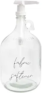 Darware Laundry Pump Dispenser: Fabric Softener Gallon Glass Pump Bottle White Pump Labeled Fabric Softener (SH_2160)