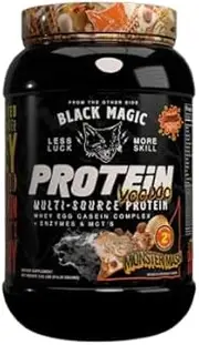 Worldwide Nutrition Bundle Compatible with Black Magic Protein Powder - Multi-Source Protein Whey, Egg & Casein Complex with Enzymes & MCT- 2LB Monster Mash Flavor with Multi-Purpose Keychain