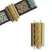 Beadslide Clasp For Seed Bead 45029 24mm Squiggle Gold Plated Bead Slide