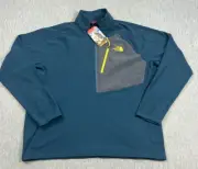 The North Face MTech 1/2 Zip Mens 2XL Monterey Blue Pullover Front Pocket Fleece
