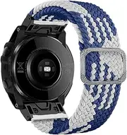22 26mm Elastic Smart Watch Band Straps for Garmin Fenix 7 7X 6 6X Pro 5X 5 3HR 945 S60 S62 QuickFit Release Strap Nylon Bracelet (Color : Blue White, Size : Quickfit 22mm)