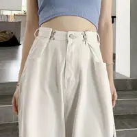 在飛比找momo購物網優惠-【D.studio】韓版高腰顯瘦可調節復古垂感牛仔褲(寬褲 