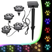 Solar Power 4 LED Dog Animal Paw Print Light for Outdoor Garden Path 837 WARM WHITE