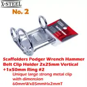 Scaffolders Podger Wrench Hammer Belt Clip Holder 2x25mm Vertical+1x50mm Ring #2