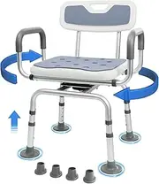 Eosprim 360° Swivel Shower Chair for Elderly and Disabled, Adjustable Shower Seat for Inside Shower, Heavy Duty Shower Chair with Arms Back for Seniors Handicap, Tub Transfer Bath Seat,Shower Stool