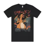 Pokemon Charizard T-Shirt Cotton Block Tee Japanese anime