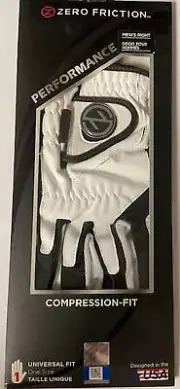 Zero Friction Magnetic Ball Marker Golf Glove (White, Right, One Size) NEW