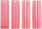 CEWIFO Cake Scrapers Set Pink Decorating Comb and Icing Smoother, Plastic Sawtooth Scraper Polisher Butter Mousse Cream Cake Edge DIY Tool -8 Design Textures (Pink)…